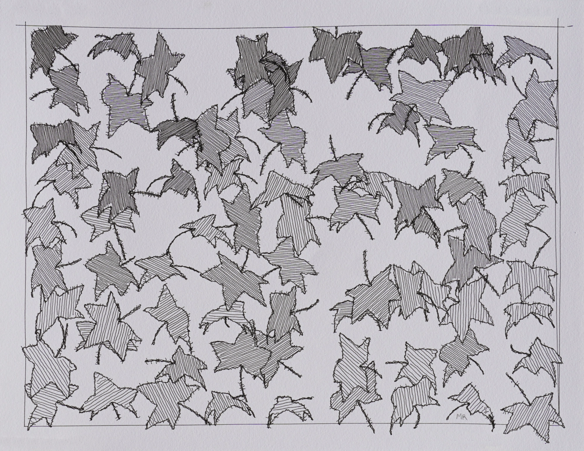 Plotter drawing of a falling leaves