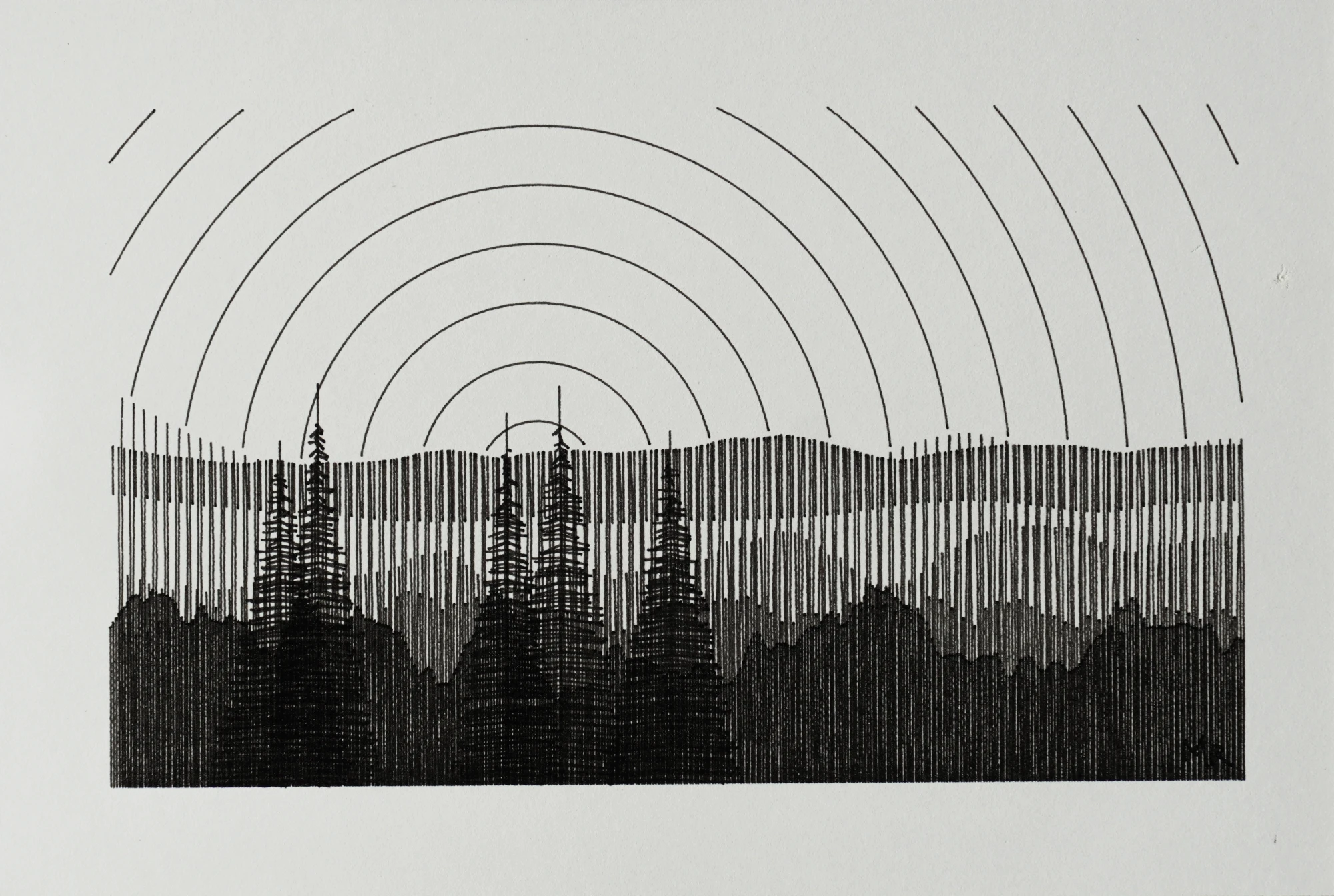 Plotter drawing of Layered Landscapes