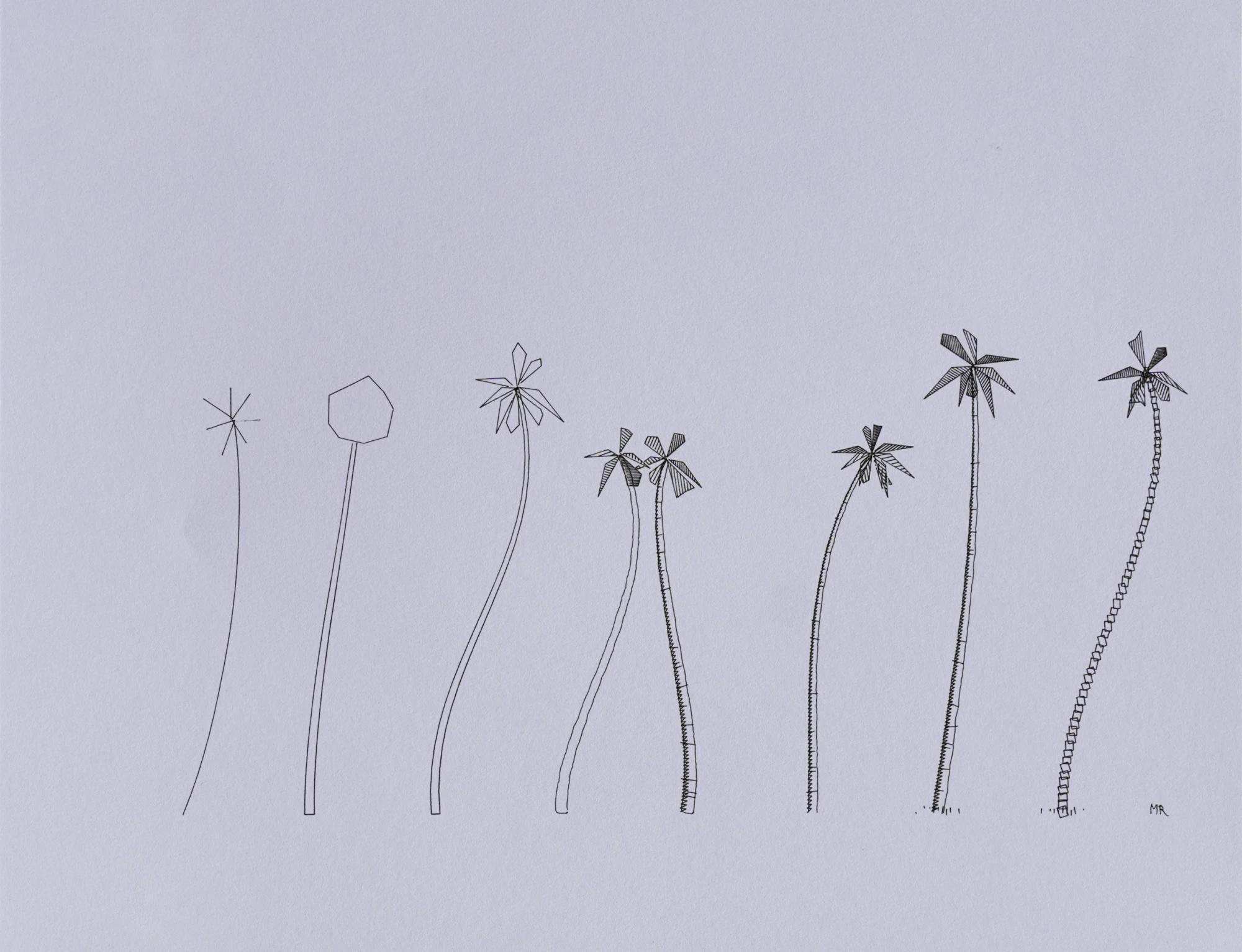 Plotter drawing of palm trees