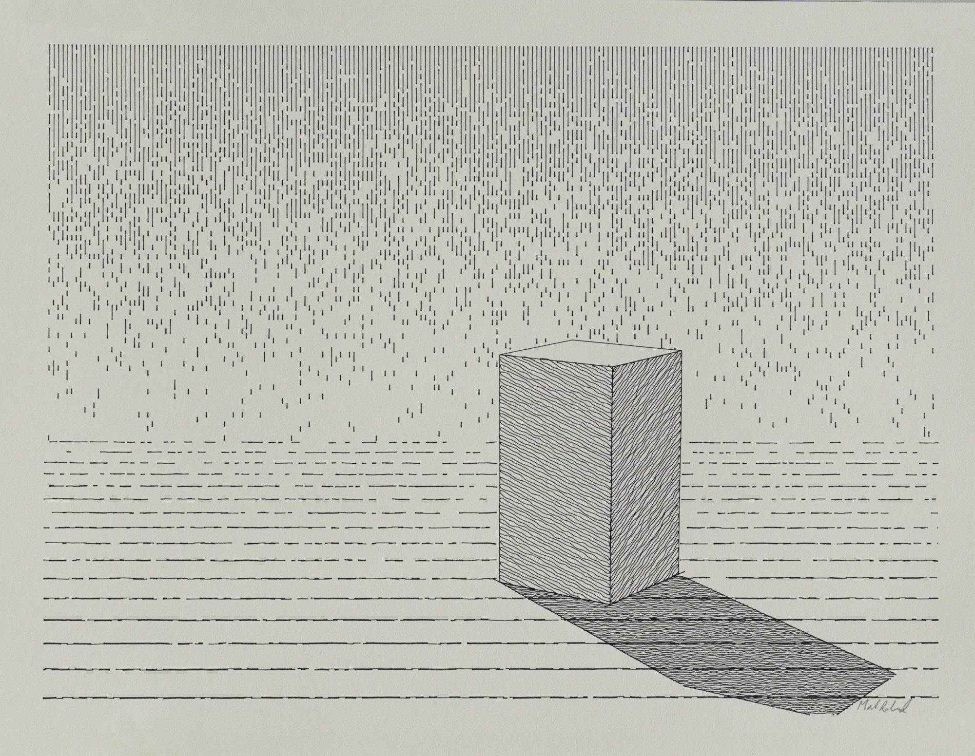 Plotter drawing of a study in casting shadows
