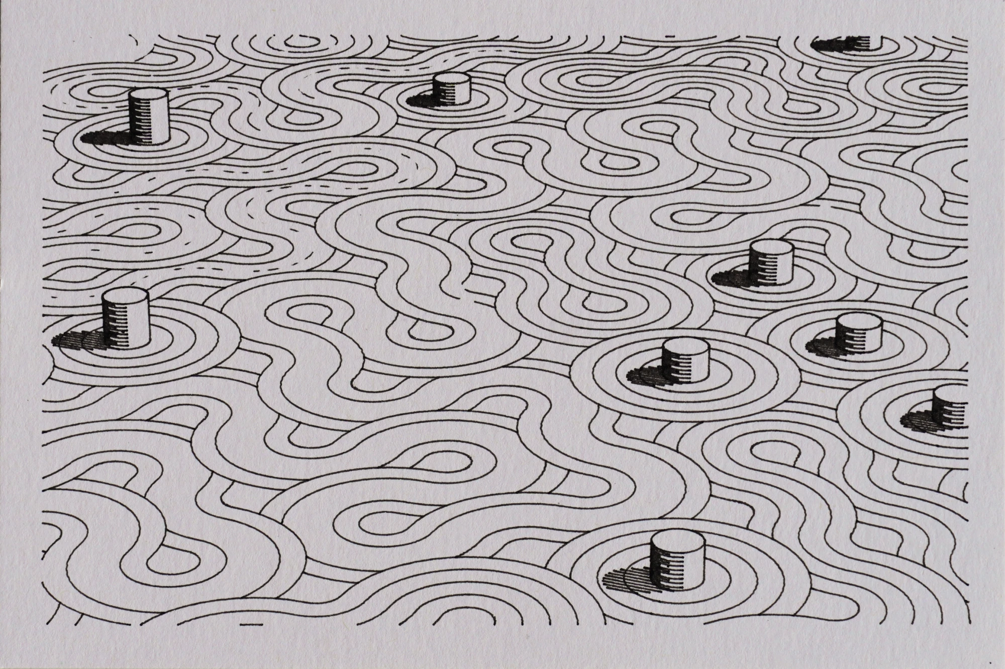 Plotter drawing of Truchet Towers